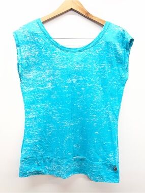 Roxy Turquoise Burnout Tank Top With Open Back Beach Surf